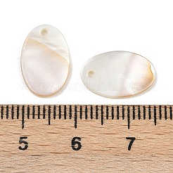 楕円形の淡水シェルのチャーム  乳白色  15x10x2mm  穴：1mm&nbsp;SHEL-M005-32