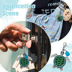 4 шт. 2-х цветные подвески из сплава с зеленой эмалью в виде морской черепахи&nbsp;HJEW-FG00025