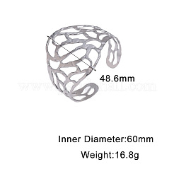 Bracciali rigidi da donna in acciaio inossidabile 304 a forma di foglia cava e ampia apertura.&nbsp;WG4B663-02