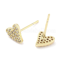 Boucle d'oreille en laiton avec micro pavé de zircone cubique transparente pour femmes&nbsp;EJEW-S217-A03