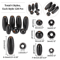 480 шт. 4-х видов окрашенных бусин из натурального дерева WOOD-PH0002-42