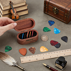 1 caja de púas de guitarra ovalada de madera con 14 púas de guitarra de plástico/madera&nbsp;AJEW-FG0006-14