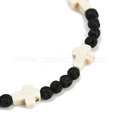 Браслеты из натуральной лавы и синтетической бирюзы для мужчин и женщин&nbsp;BJEW-JB12132-01