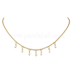 Ожерелье-нагрудник с подвеской в виде рисовых зерен из натурального жемчуга и цепочкой из нержавеющей стали 304.&nbsp;NJEW-JN05944