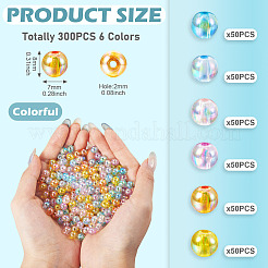 300шт 6 цвета прозрачные акриловые бусины&nbsp;MACR-TA0002-47