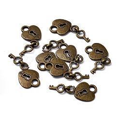 Тибетский стиль замка и подвески из сплава ключей&nbsp;LS-TIBEP-A11221-AB-NR