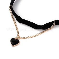 Ожерелья-чокеры из сплава и бархата в форме сердца для женщин WGC7319-04