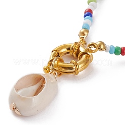 Гальванические ожерелья с подвесками в виде ракушек каури&nbsp;NJEW-JN03285