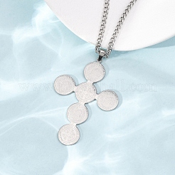 Colliers à pendentif croix de Saint Benoît en acier inoxydable 304&nbsp;NJEW-Z119-02P