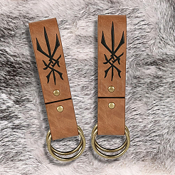 2 ciondolo rettangolare in pelle sintetica con cintura medievale. Con anello in lega.&nbsp;AJEW-CL0001-84B