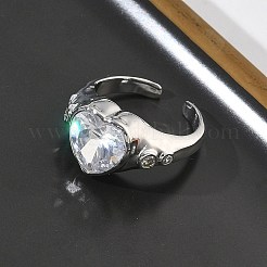 Bagues manchettes ouvertes en laiton pavé de zirconiums cubiques pour femmes&nbsp;RJEW-L343-08P-01