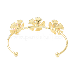 Offener Armreif mit Blume aus Legierung und Kunstperlenperlen für Damen&nbsp;BJEW-D054-02G-01