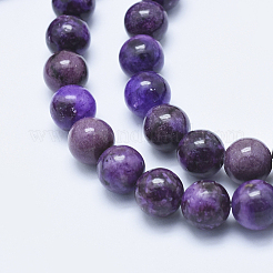 Fili di perle di pietra mica naturale di lepidolite / viola&nbsp;G-E444-40-10mm