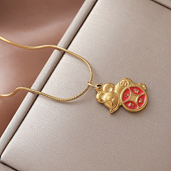 Colliers vintage en acier inoxydable 304 émaillé avec pendentif souris et pièce de monnaie&nbsp;OA4469