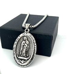 Винтажная овальная цепочка-подвеска из нержавеющей стали 304 с рельефным изображением девственницы для женщин.&nbsp;AV8349