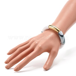 女の子の女性のためのカーブチューブビーズストレッチブレスレット  アクリル＆ccbプラスチックビーズブレスレット  グレー  内径：1-7/8インチ（4.9~50cm）&nbsp;BJEW-JB06941-01