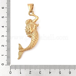 304ステンレススチール製ビッグペンダント  人魚のチャーム  ゴールドカラー  52.5x20x6mm  穴：7.5x5mm&nbsp;STAS-Z071-01G