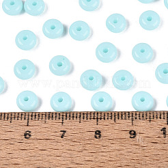 不透明色のガラスシードビーズ  ロンデル  淡いターコイズ  6x3mm  穴：1.2~1.6mm  約2500個/ポンド&nbsp;SEED-Q042-01A-D02
