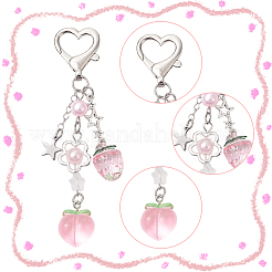 2 шт. подвеска из акрила и смолы в виде персика-клубники&nbsp;HJEW-SP0001-16