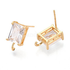 Фурнитура для серег из латуни с кубическим цирконием&nbsp;KK-Q789-14G