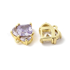 Подвески в форме сердца из латуни с кубическим цирконием&nbsp;KK-F929-04G