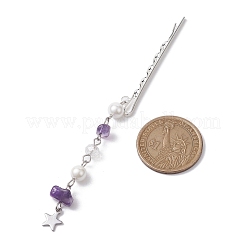 Заколка для волос с кусочками натуральных драгоценных камней и жемчугом PHAR-JH00102