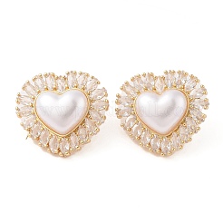 Серьги-гвоздики из латуни с микро-паве в форме стойки EJEW-G394-38G