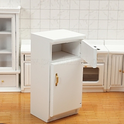 MDFボード冷蔵庫ミニチュア装飾品  マイクロランドスケープドールハウスアクセサリー  小道具の装飾のふりをする  ホワイト  128x60mm&nbsp;PW-WGF3C70-01