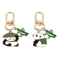 Décorations de pendentif en émail en alliage de panda&nbsp;HJEW-YW00020-01
