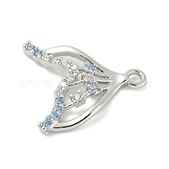 Подвески-коннекторы с изображением морских животных из латуни с паве светло-голубого цвета и прозрачного кубического циркония&nbsp;LS-KK-M326-07B-P