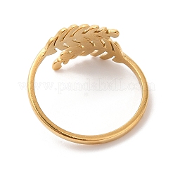 Ионное покрытие (ip) 304 нержавеющая сталь листовое открытое манжетное кольцо для женщин&nbsp;RJEW-K245-40G