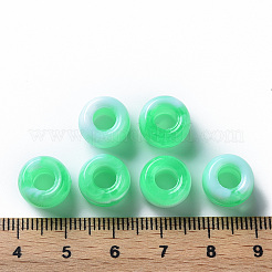 アクリルヨーロピアンビーズ  天然石風  大穴ビーズ  ロンデル  ミディアムスプリンググリーン  9x6mm  穴：4mm  約1790~1129個/307g&nbsp;LS-MACR-S375-002A-01