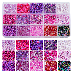 225 г 15 видов стеклянных бусин круглой и стеклярусной формы SEED-DC0001-04