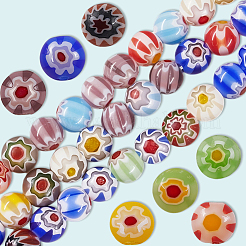 3 нити круглых стеклянных бусин миллефиори ручной работы LAMP-LT0001-16A