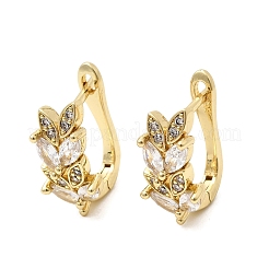 Boucles d'oreilles créoles en laiton avec micro pavé de zircons cubiques transparents&nbsp;EJEW-H180-29G