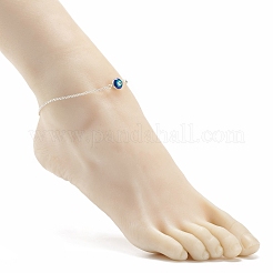 Cavigliera con maglie in smalto con malocchio e catene rolo in acciaio inossidabile 304 per donna&nbsp;AJEW-AN00495
