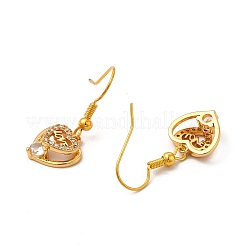 Orecchini pendenti con micro pavé di zirconi cubici in ottone placcato a cremagliera&nbsp;EJEW-P221-33G