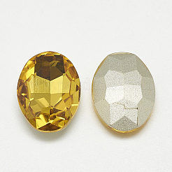 Cabochons en verre avec strass de dos avec point&nbsp;RGLA-T080-13x18mm-22