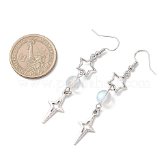 Серьги-подвески из синтетического лунного камня в форме звездного сплава&nbsp;EJEW-JE06790