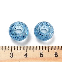 クリアアクリルヨーロピアンビーズ  大穴ビーズ  光り輝く粉  ロンデル  ドジャーブルー  14x8.5mm  穴：5.5mm  約537個/500g&nbsp;TACR-P009-A01-09