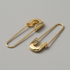 女性用の絶妙な合金安全ピン形状のフープピアス  ゴールドカラー  43x12x4mm  ピン：1mm&nbsp;EJEW-WH0001-17G