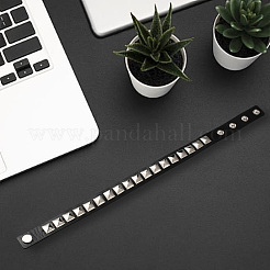 Chocker-Halsketten aus quadratischer Legierung im Punk-Stil mit Nieten aus Kunstleder&nbsp;NJEW-CL0001-28