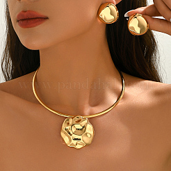 Комплекты из колье и серег-гвоздиков с текстурированным железом FO0024