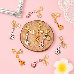 5 шт. подвеска из эмалевого сплава в виде жирафа HJEW-YW00094-01