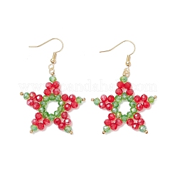 Гальванизированные стеклянные бусины звезды серьги-подвески&nbsp;EJEW-TA00667