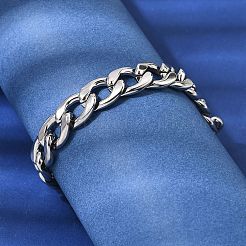 201 bracciali a catena a maglie piatte in acciaio inossidabile per uomo&nbsp;STAS-T077-22B-02P