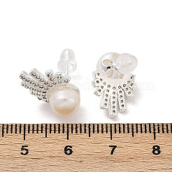 Круглые серьги-гвоздики из латуни с микропаве из прозрачных кубических цирконий EJEW-U072-01S