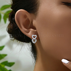 Элегантные серебряные серьги в форме сердца с цирконом для повседневной носки SV9375