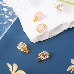 4 шт. 2 стиля подвесок в подарочной коробке из натурального розового кварца и кристалла кварца&nbsp;G-TA0001-98