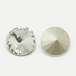 Cabochons en verre avec strass de dos avec point&nbsp;RGLA-T086-16mm-01